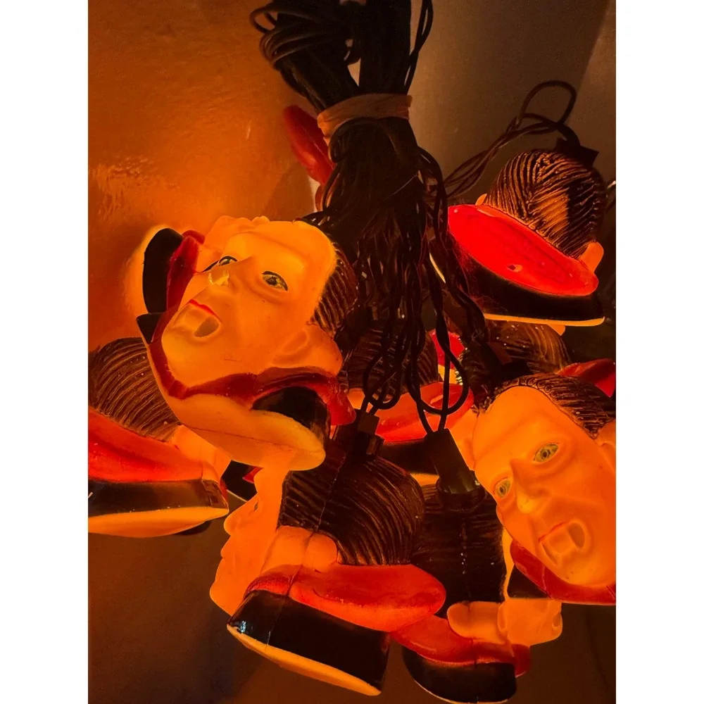 Vintage Dracula Vampire Head Halloween String Lights Blow Mold Decor  Light